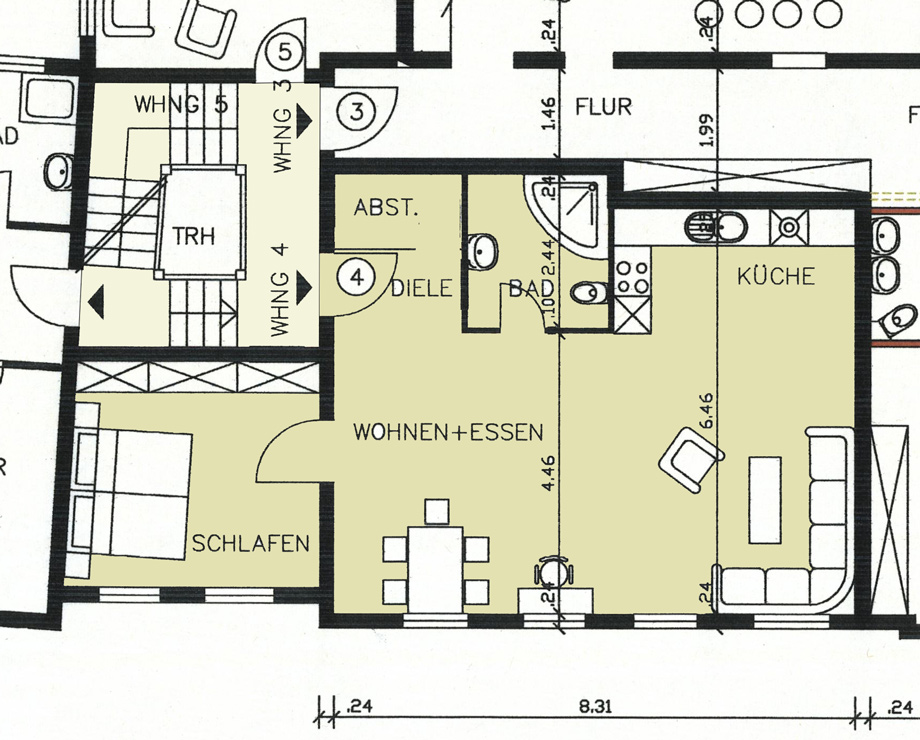 Grundriss Wohnung Etagenwohnung Esslingen