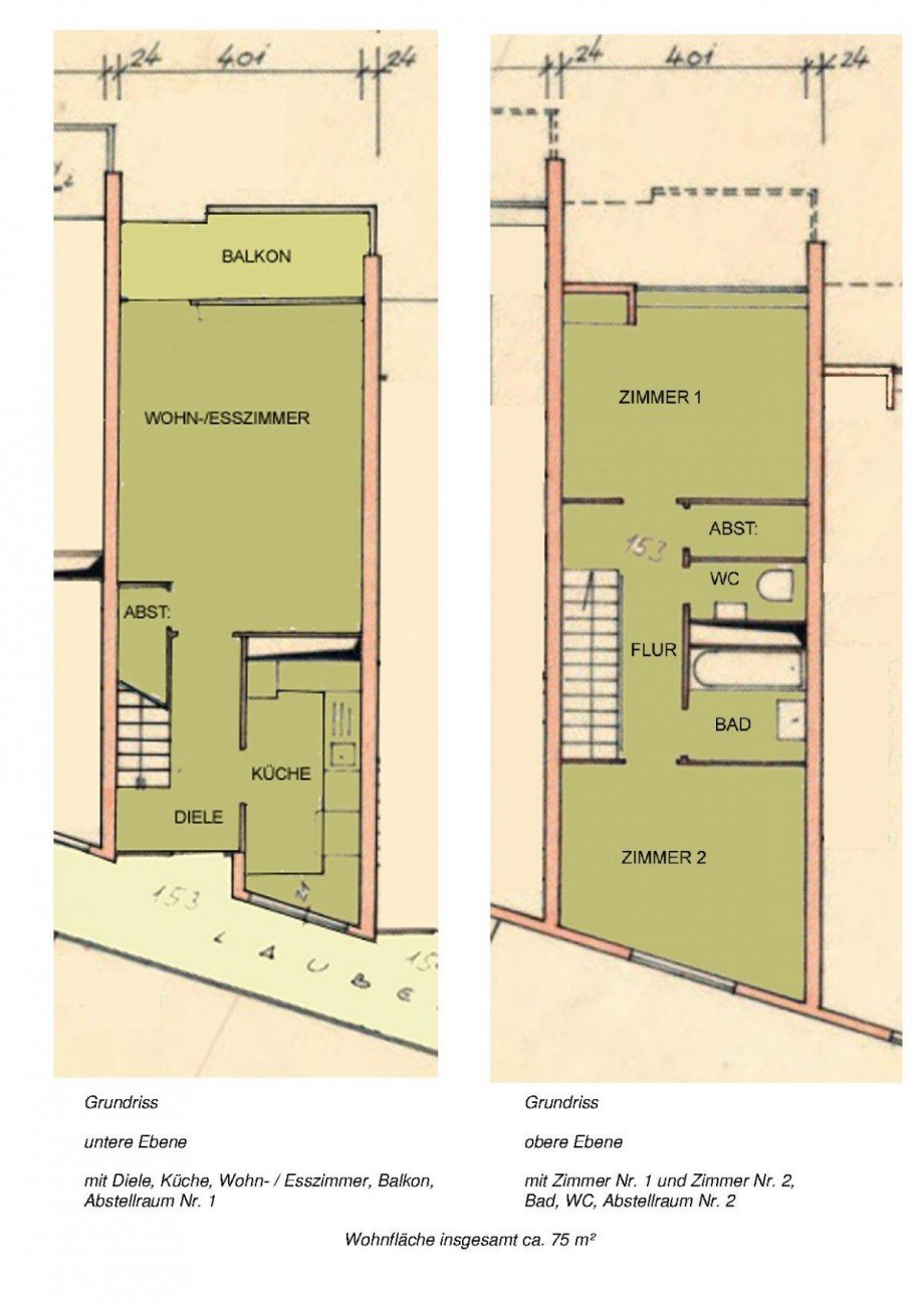 Grundrisse 1. + 2. OG Wohnung Esslingen-Weil