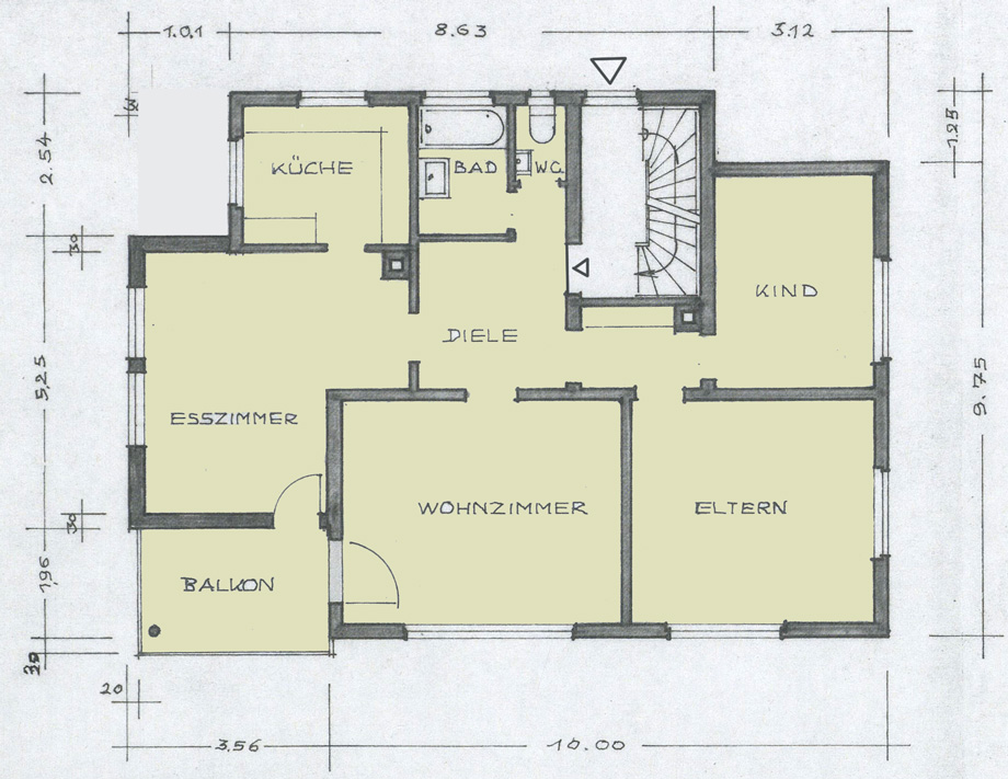 Grundriss Wohnung Etagenwohnung Esslingen-Lerchen�cker