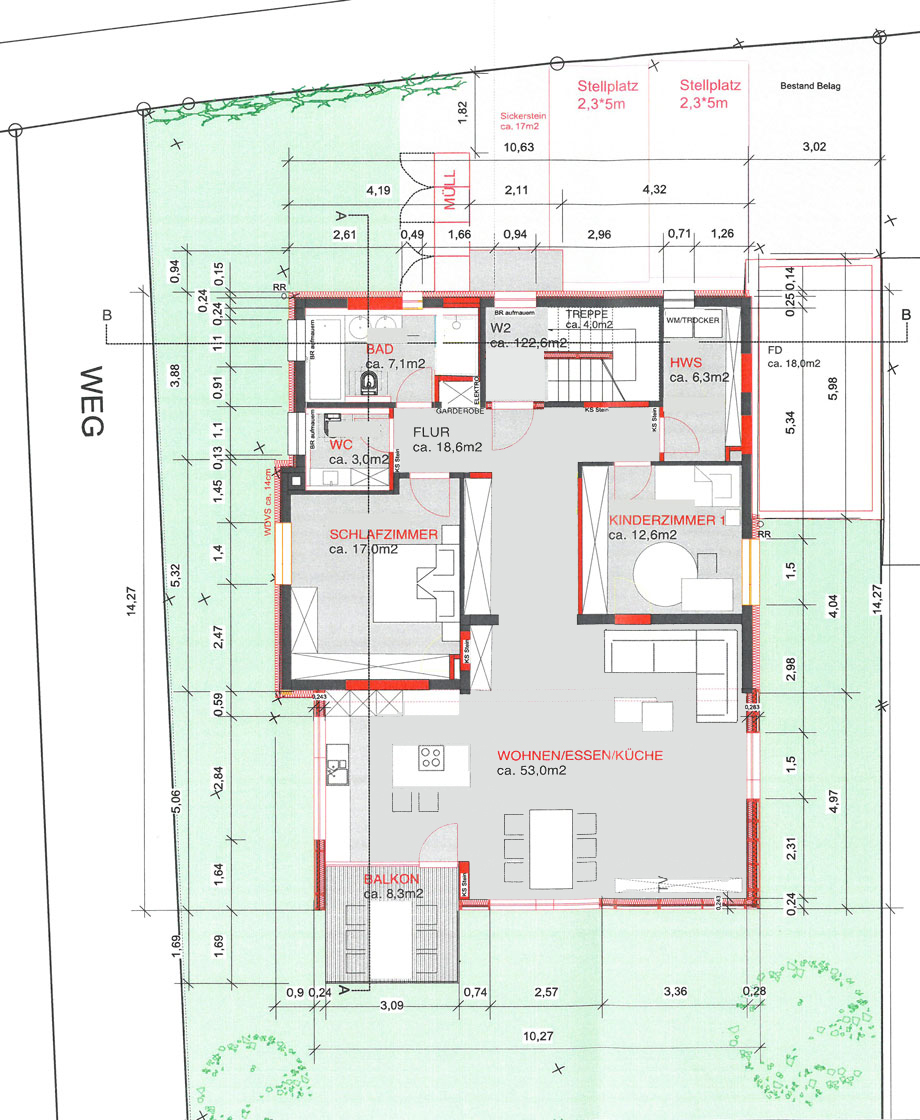 Grundriss 1. OG Wohnung Stuttgart
