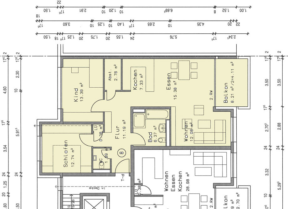 Grundriss Wohnung Etagenwohnung Esslingen-Pliensauvorstadt- Gr�ne H�fe