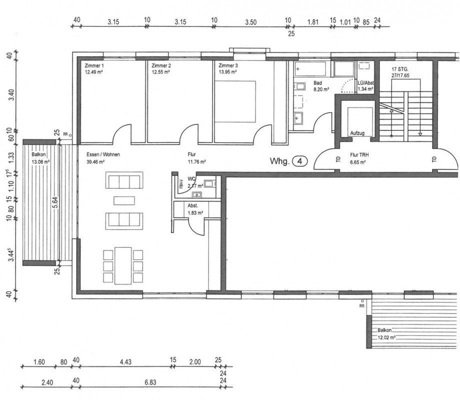 Grundriss Wohnung 1. OG Etagenwohnung Esslingen-Gr�ne H�fe