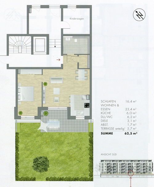 Grundriss Wohnung EG Erdgeschosswohnung Esslingen-Hohenkreuz