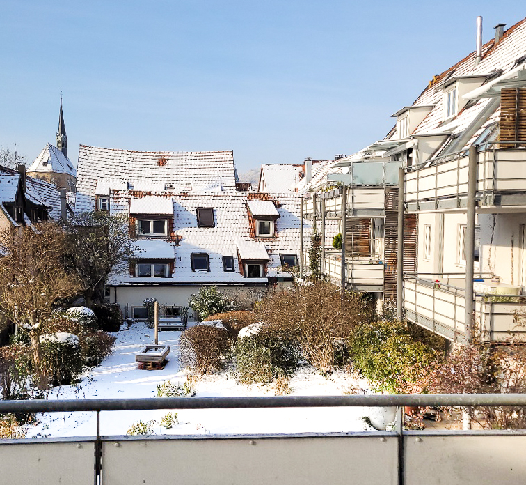 Balkon im Winter Etagenwohnung Esslingen