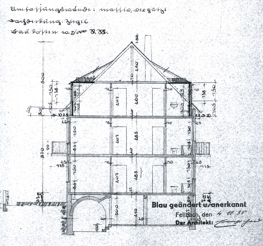 Plan Schnitt Mehrfamilienhaus Fellbach