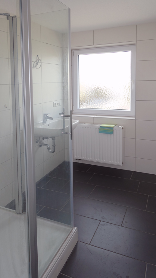 Tageslichtbad mit Dusche und WC Etagenwohnung Fellbach