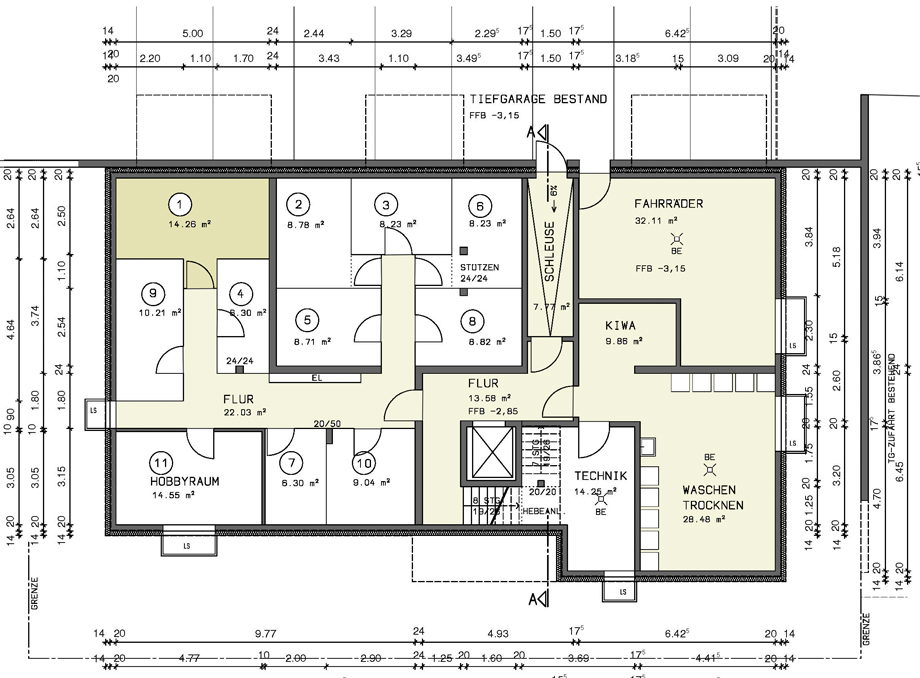 Grundriss UG Erdgeschosswohnung Esslingen-Gr�ne H�fe