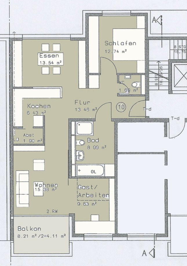 Grundriss Wohnung Etagenwohnung Esslingen-Pliensauvorstadt- Gr�ne H�fe