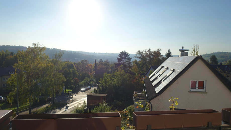 Aussicht vom Balkon Dachgeschosswohnung Esslingen