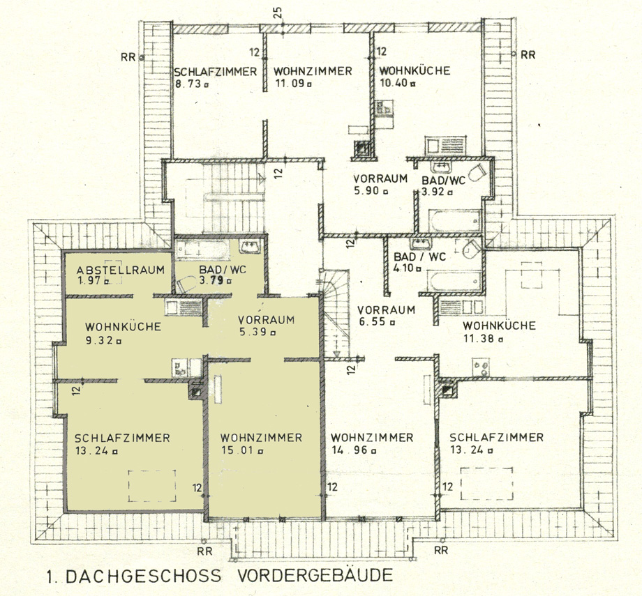 Grundriss Whg. Nr. 13 Dachgeschosswohnung Stuttgart-Ost