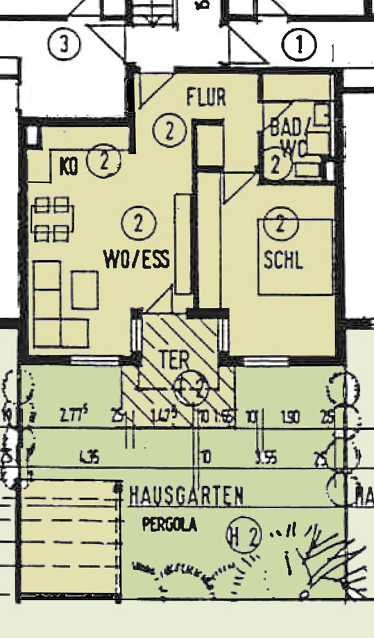 Grundriss Wohnung mit Garten Erdgeschosswohnung T�bingen-Lustnau-St�udach