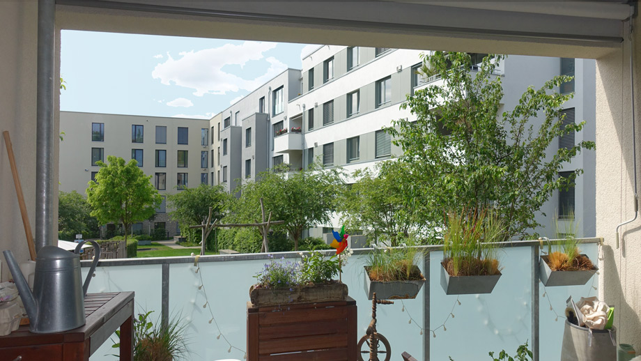 �berdachter Balkon Etagenwohnung Esslingen-Gr�ne H�fe