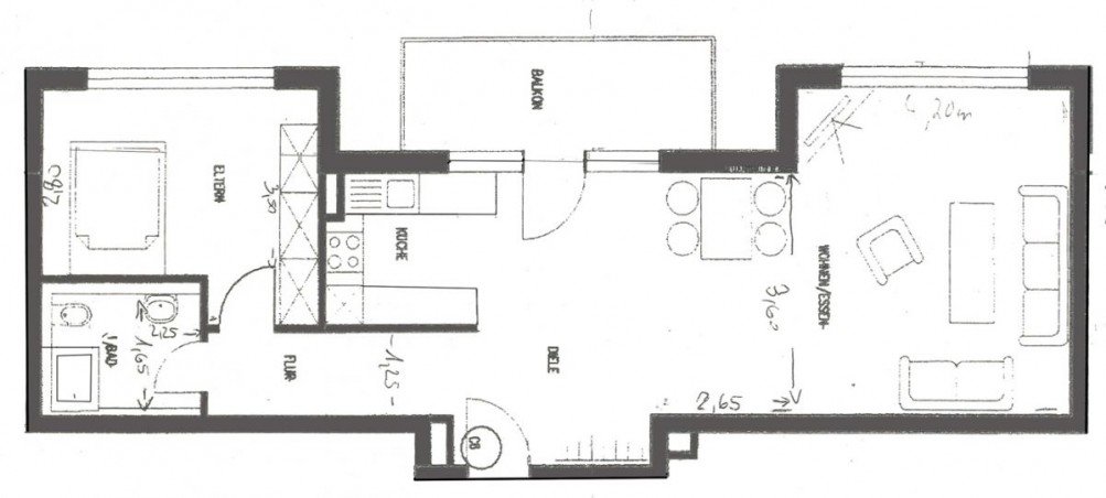 Grundriss Wohnung 2. OG Etagenwohnung Esslingen-Stadtmitte