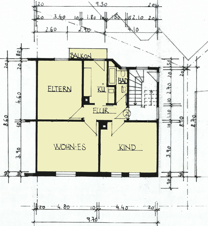 Grundriss 1. OG Etagenwohnung Esslingen-Pliensauvorstadt