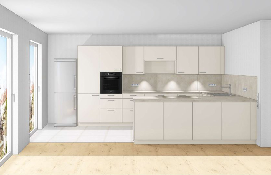 geplante K�cheneinrichtung Etagenwohnung Esslingen-Gr�ne H�fe