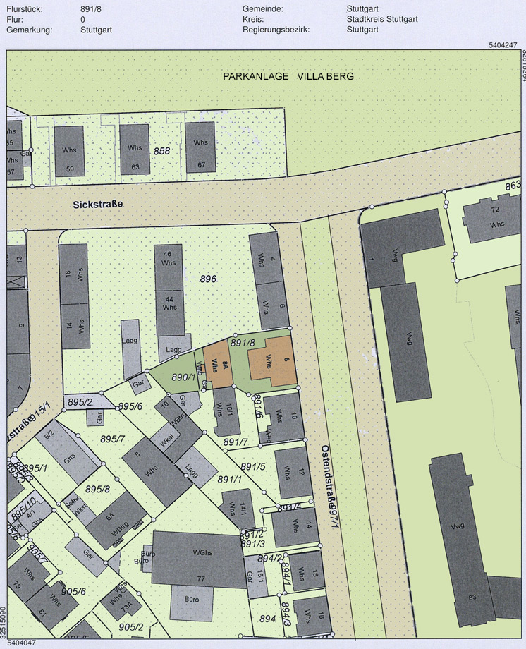 Lageplan Dachgeschosswohnung Stuttgart-Ost