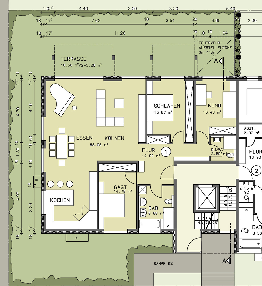 Grundriss Erdgeschosswohnung Esslingen-Gr�ne H�fe